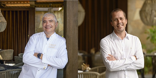 Headshots of German Ghelfi, executive chef (left) and Antonio Menden, director of food and beverage (right), Conrad Punta de Mita
