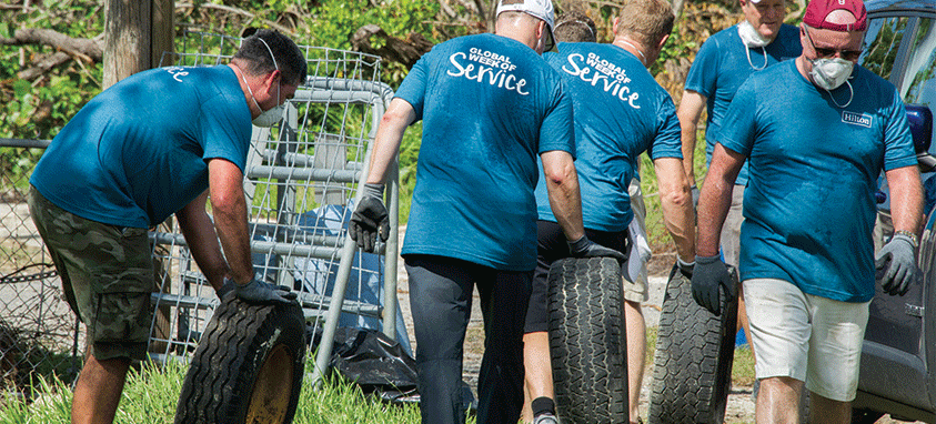 Volunteers helping after disaster