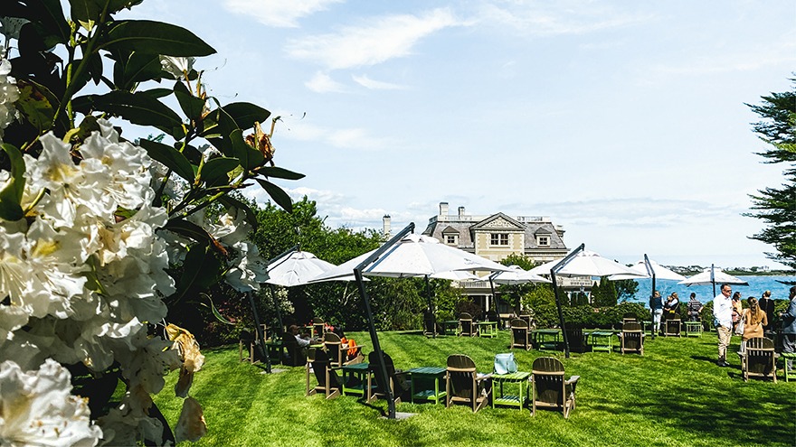 An outdoor seating area at the Wine Garden At Chanler.