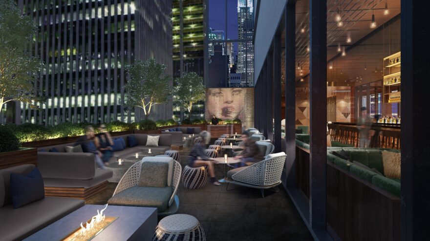 The rooftop lounge of hard rock hotel new york