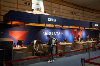A Delta Airlines check-in desk