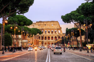 A street in front of the Colosseum in Rome