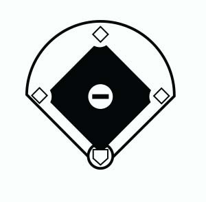 A line drawing of a baseball diamond