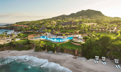 wide shot of four seasons punta mita resort hotel in mexico