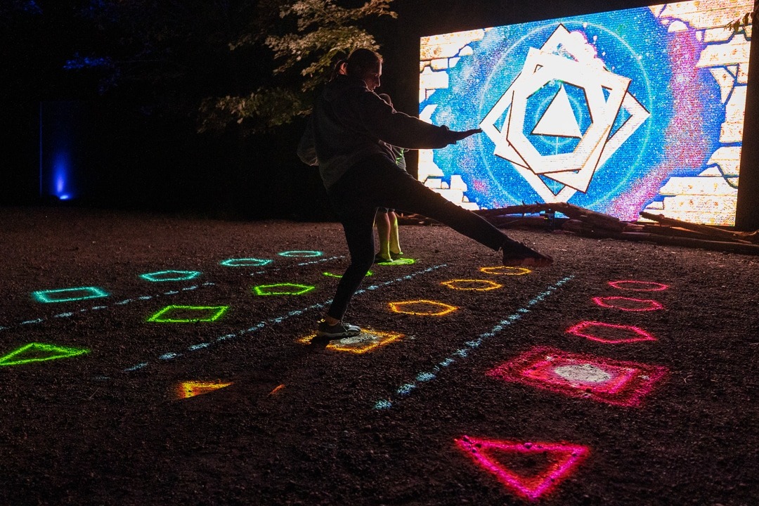 people engaging in interactive experience at Glenlore Trails