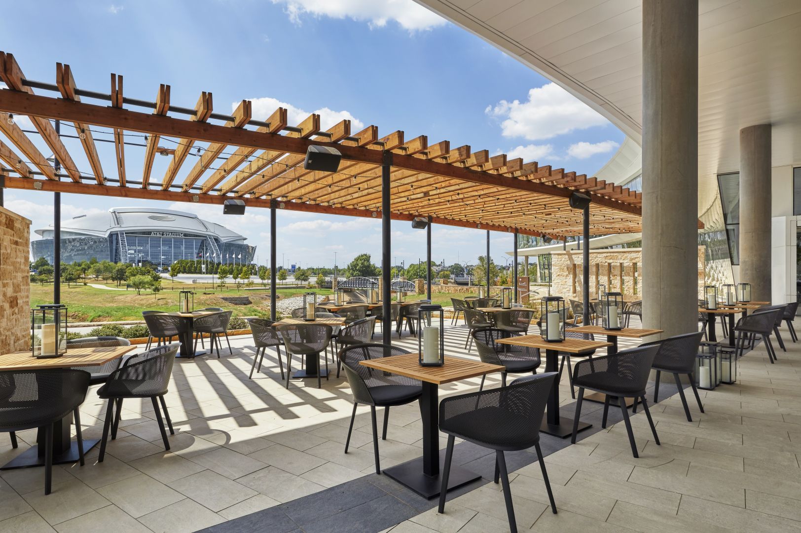 outdoor space at live by loews arlington hotel