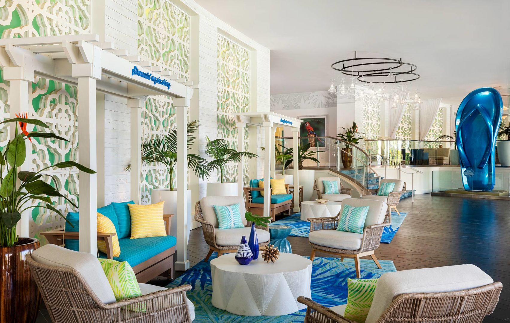 lobby in Margaritaville Resort Palm Springs