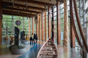 people in the Squamish Lil’wat Cultural Centre in whistler, british columbia