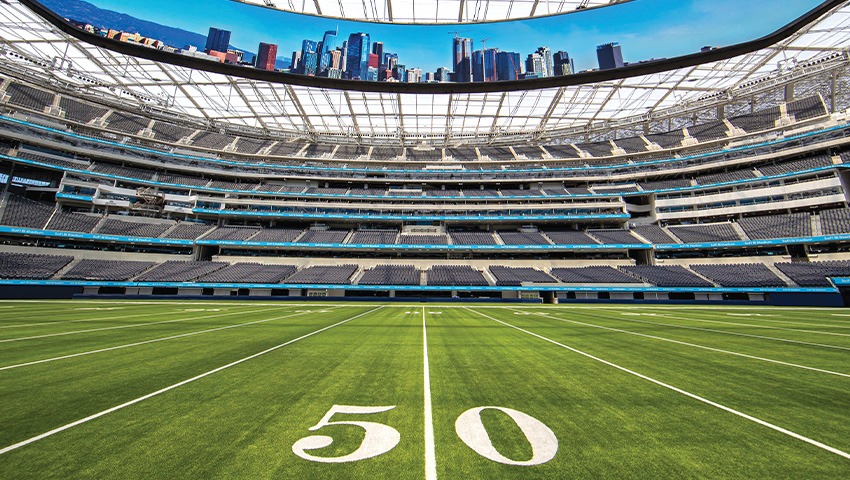 Fifty yardline at SoFi Stadium