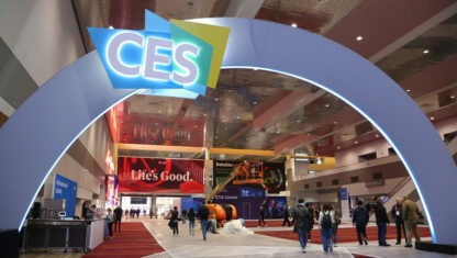 entrance of the consumer electronics show in the las vegas convention center