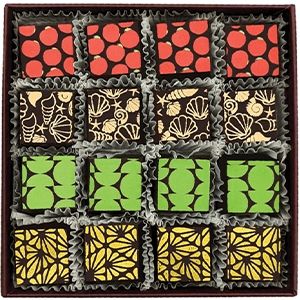 16 truffles with four different patterns