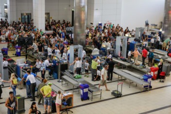Security and passport control at Antalya International Airport in Turkey