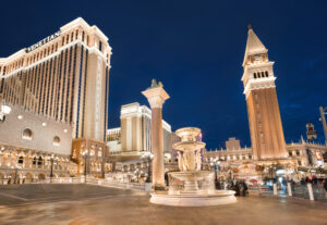 exterior of the venetian at night