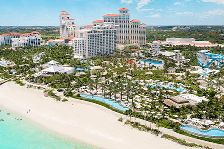 aerial view of baha mar near ocean shore