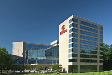 exterior of a hilton hotel