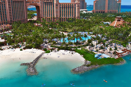 aerial view of atlantis paradise island bahamas near ocean shore