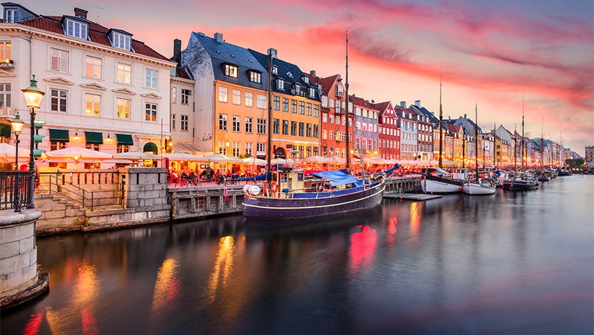 boats and dock in copenhagen, denmark