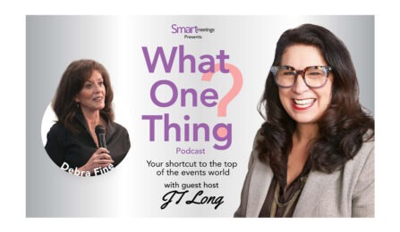 what one thing podcast artwork of debra fine on left and jt long on right and artwork in middle