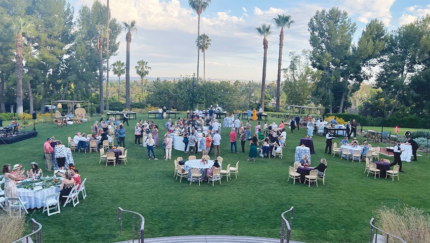 people meeting outside at 2022 FICP Education Forum at The Langham Huntington in Pasadena, Los Angeles