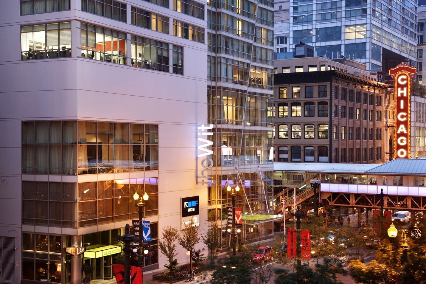 aerial shot of the city surrounding theWit hotel 