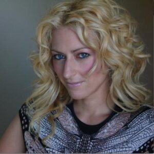 Jane McGonigal wearing colorful top