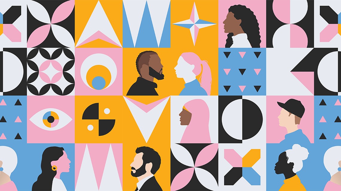 colorful image of profile of various people