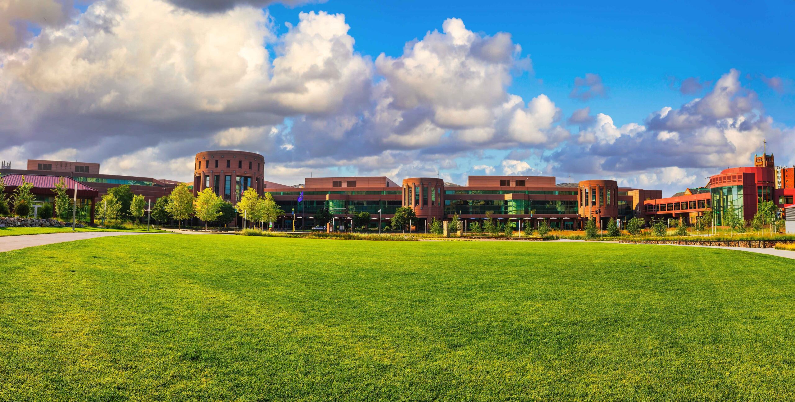 view of minneapolis convention center from lawn