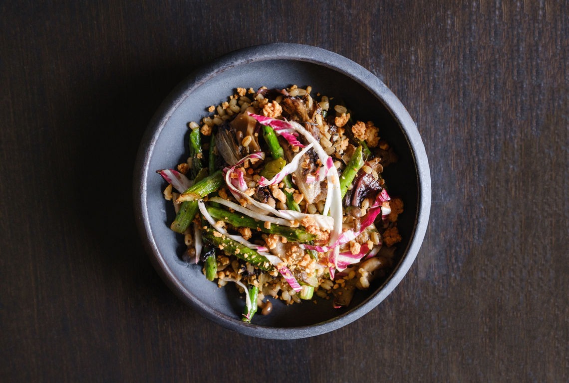 top view of bowl of vegan food