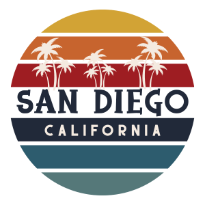 stamp that reads: san diego, california