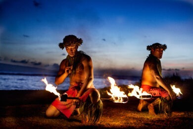 hawaiian men on beach