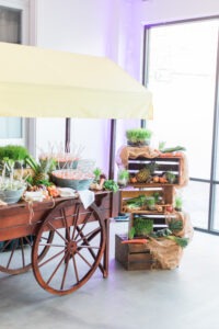 wooden cart full of vegetables