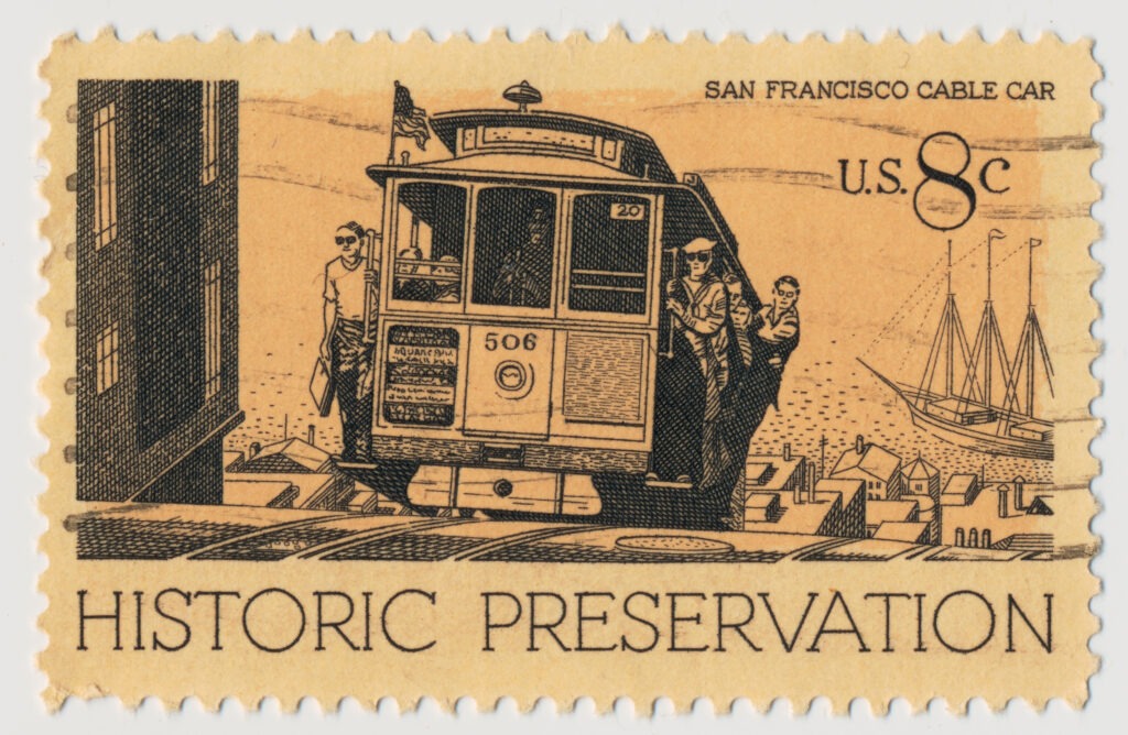 San Francisco vintage stamp of trolley car