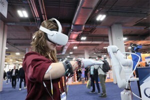 Woman experimenting with VR