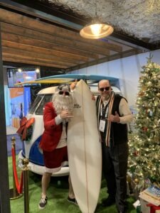 Smart Meetings Editor Eric Hasse with Ventura County Coast's Surfin' Santa