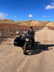 motorcycle with sidecar in Cass Vineyard