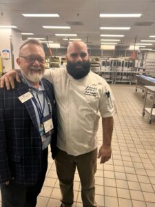 Rip Rippetoe and Chef in Sodexo Kitchen at San Diego Convention Center