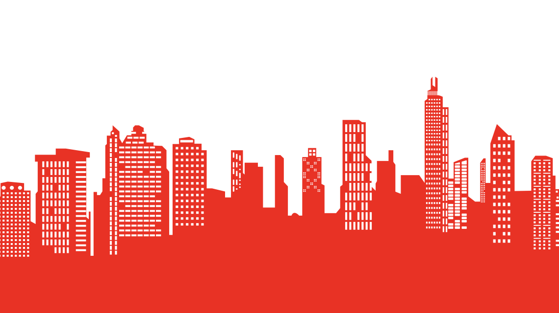 white and red image of city landscape