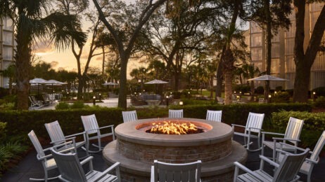 Omni Hilton Head Oceanfront Resort courtyard fire pit for New and Renovated May 1 2024 feature image