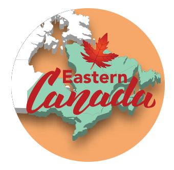 shape of Eastern Canada region on orange background