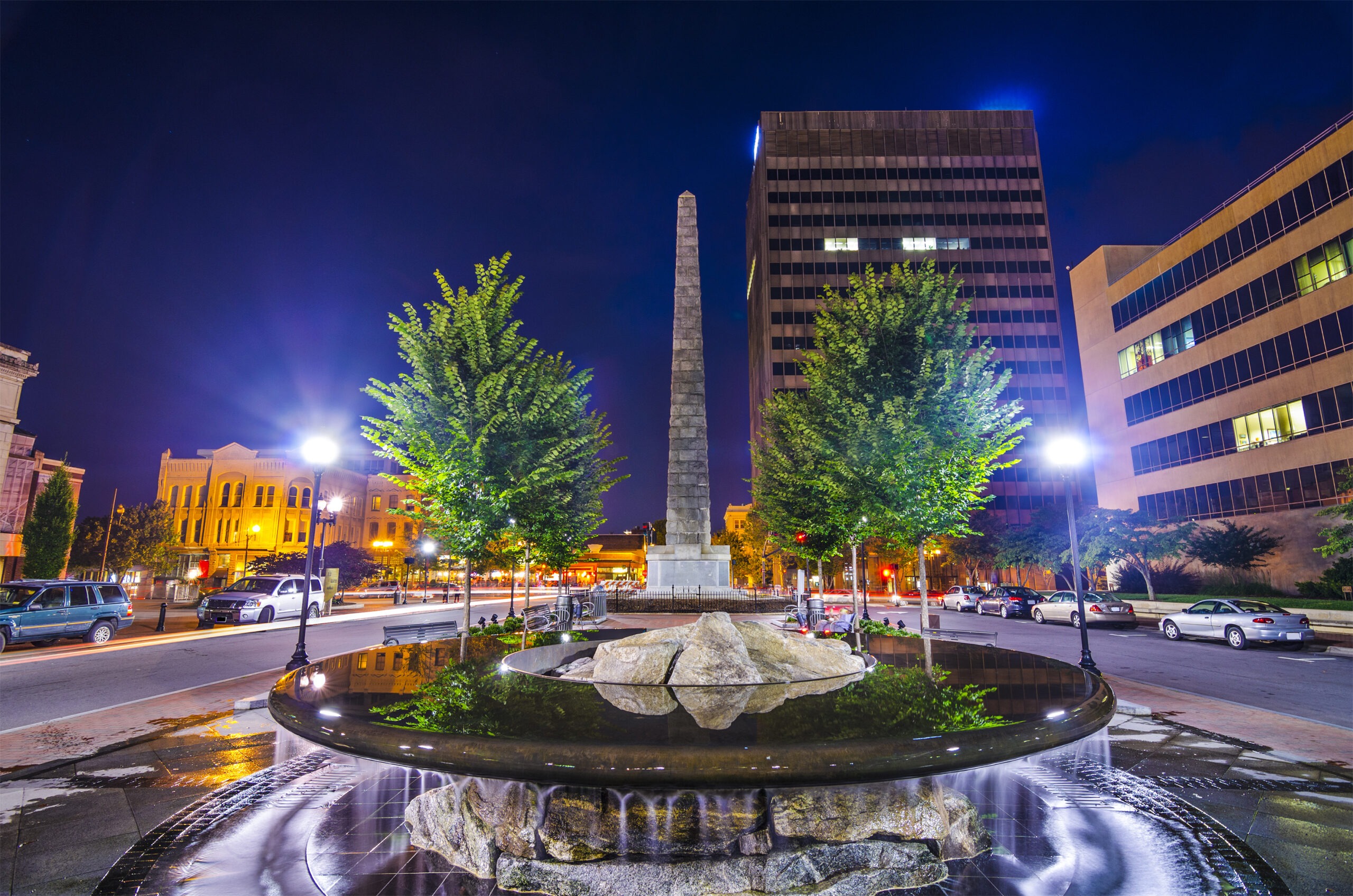 fountain at Pack Square in Asheville, North Carolina
