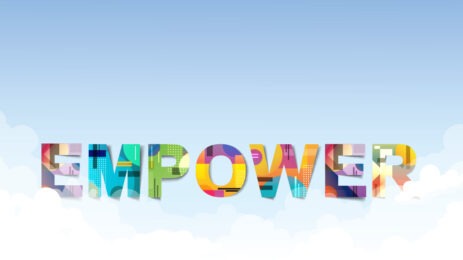 illustration of words "empower" in clouds