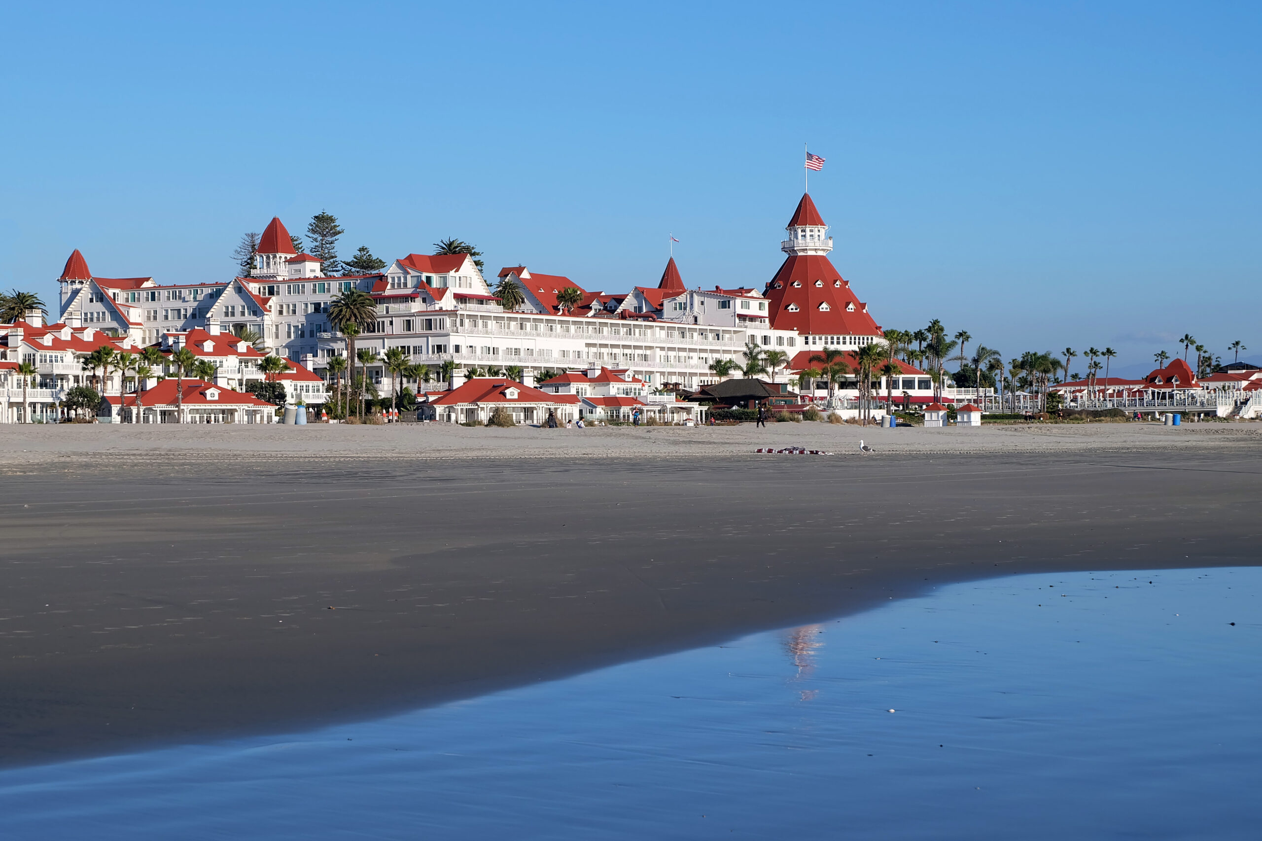 view from beach of Hotel del Coronado