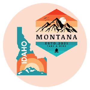 Idaho and Montana insignia on orange background