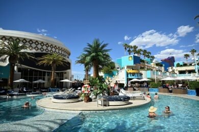 people in pool at Sammy's Island at Palms Las Vegas