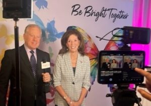 Mike Lyons with Debra Fine behind the Scenes Smart Meetings TV Be Bright Together