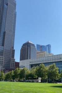 Huntington Convention Center of Cleveland against Cleveland Skyline