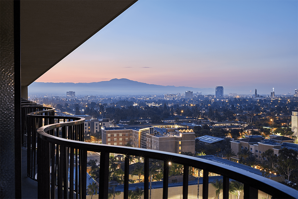 Anaheim Marriott balcony at night