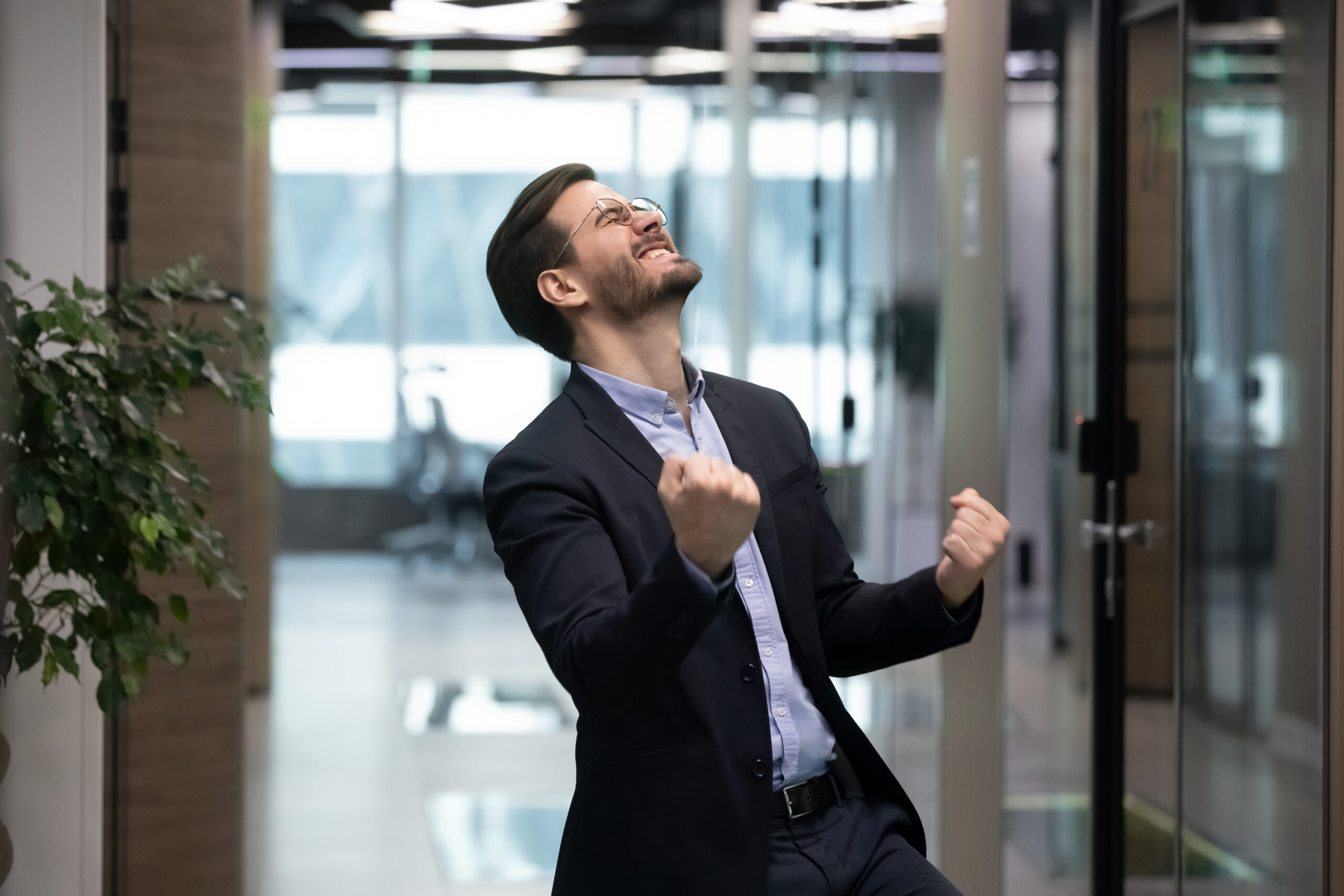 businessman cheering