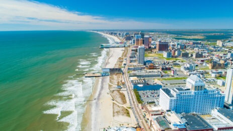 Aerial shot of Atlantic City beach