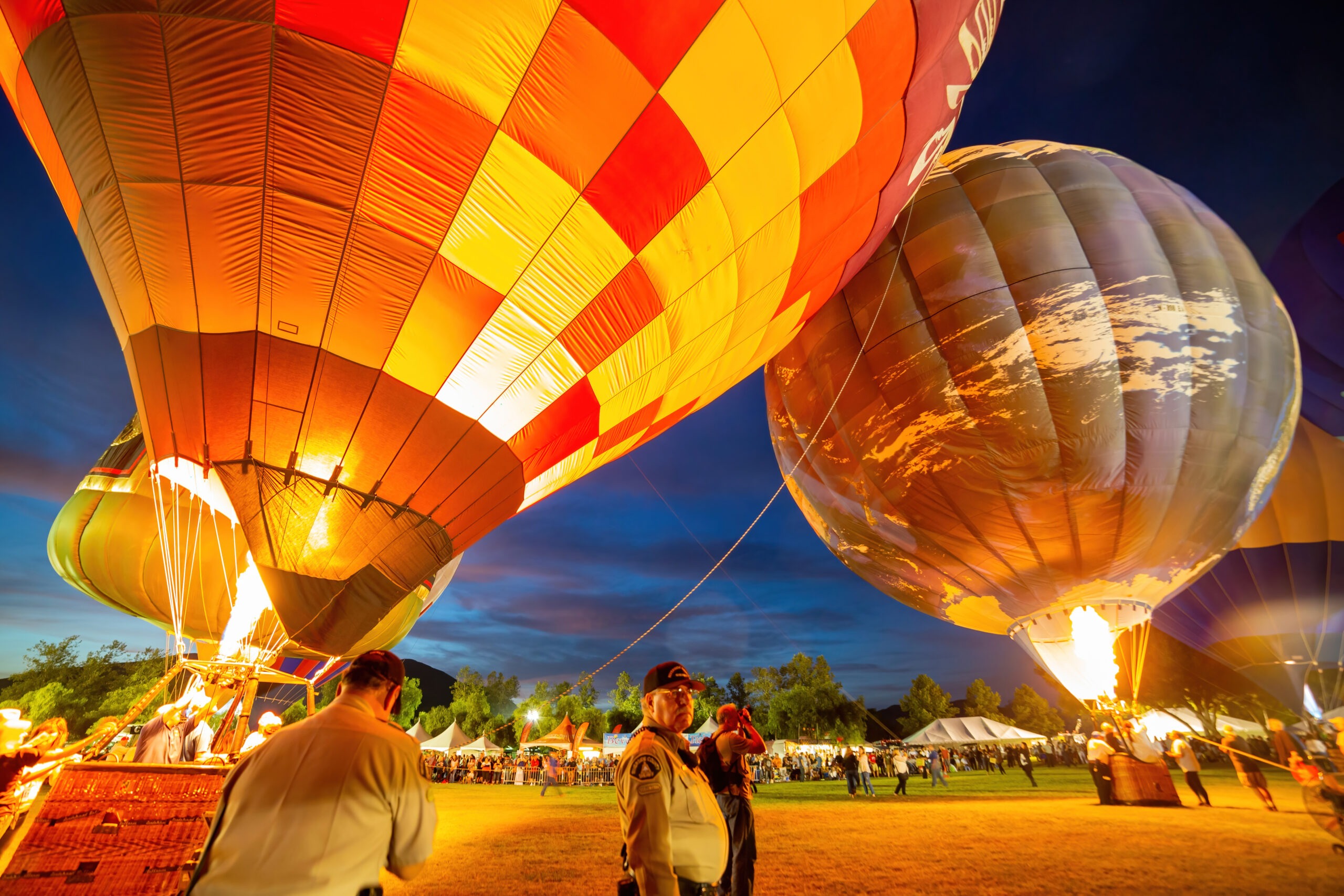 Hot Air Balloons in Temecula Valley Balloon and Wine Festival at night